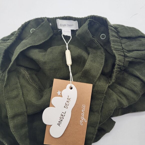 Angel Dear Baby Toddler 18-24M Olive Green Organic Cotton Romper Dress NWT - Picture 4 of 5